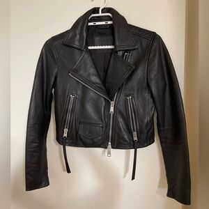 All Saints Dalby Slim Fit Leather Biker Jacket